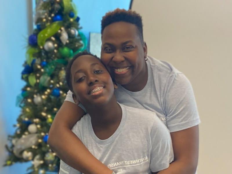 Brittany Clayborne (left) with her 13-year-old son, Micah, who is on the waiting list for a new heart after being diagnosed with hypertrophic cardiomyopathy in December 2023. (Photo courtesy of Brittany Clayborne)